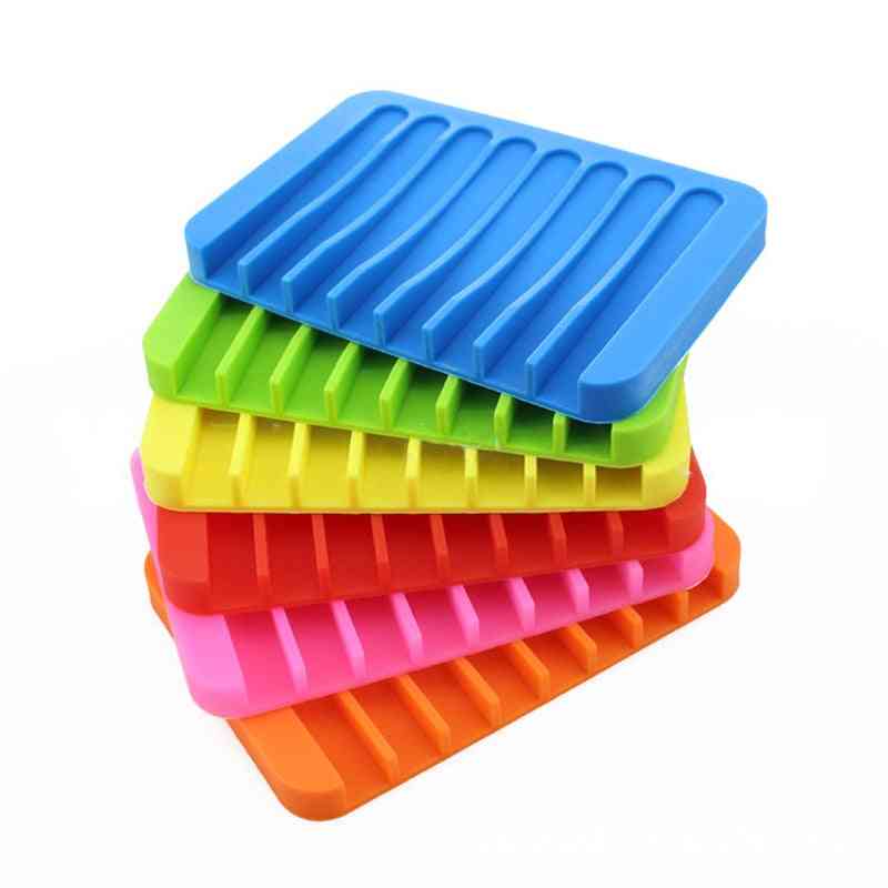 Anti Skidding Silicone Flexible Soap Trays, Dishes For Home, Bathroom