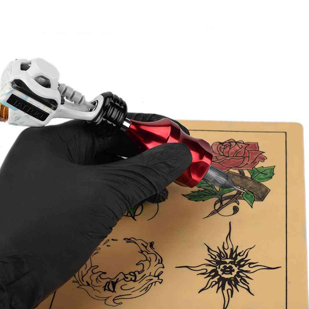 Máquina de pluma de maquillaje permanente de tatuaje rotativo de patrón blanco - kits de pistola de motor suizo de pluma rotativa de tatuaje de aluminio