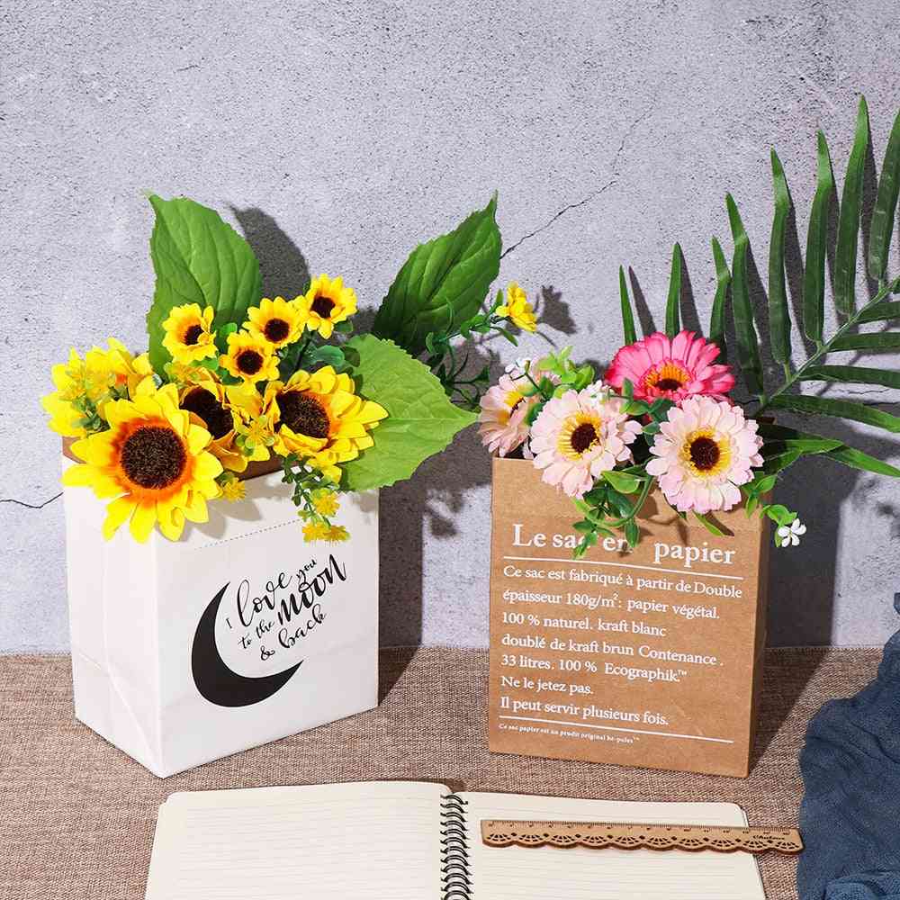Diy Home Decor Kraft Paper Bag - Dried Plant Basket, Wedding Decor, Artificial Flower Vase