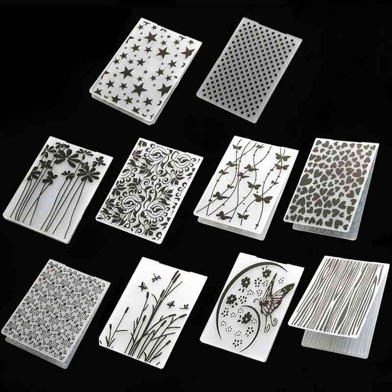 Plastová šablona pro řemeslnou výrobu papírových karet - fotoalbum, svatební dekorace, scrapbooking, embosovací složka