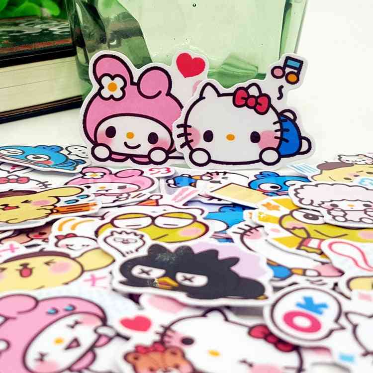 Cartoon Album Scrapbook Waterproof Decoration Stickers - Diy Handmade Hello Kitty, Minna No Tabo Scrapbooking Sticker