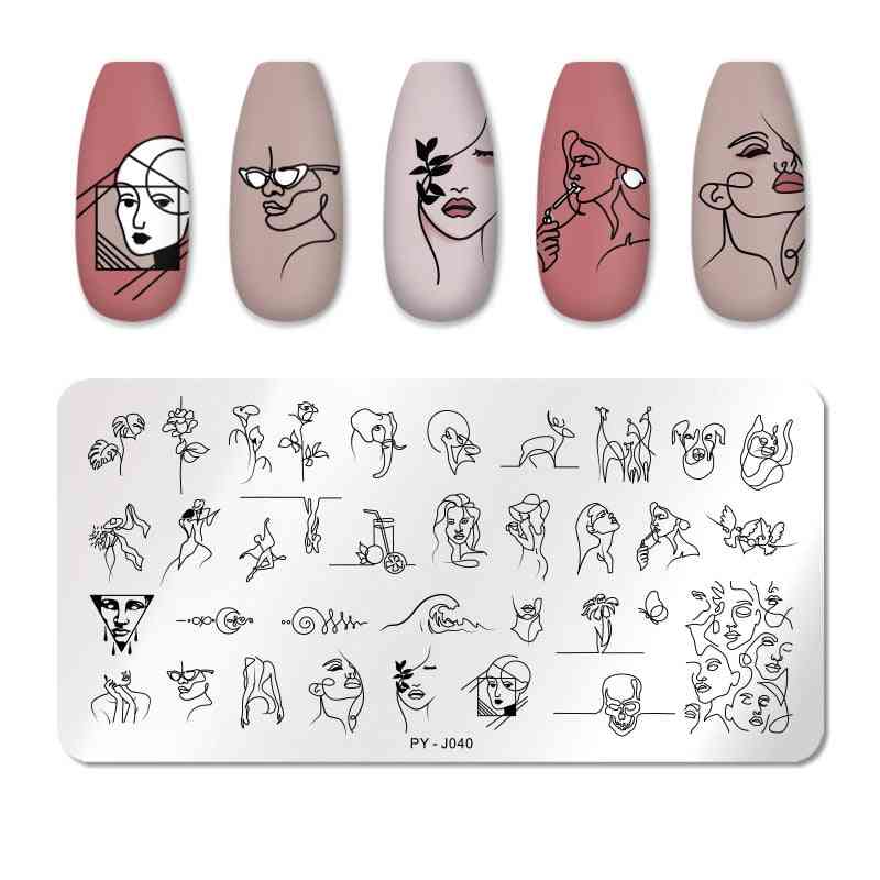Nail Stamping Plates-line Pictures Stencil, Stainless Steel Design For Nails Paint
