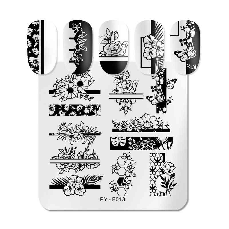 Marble, Flower, Leaves And Geometric Design-nail Stamping Plates/stencil
