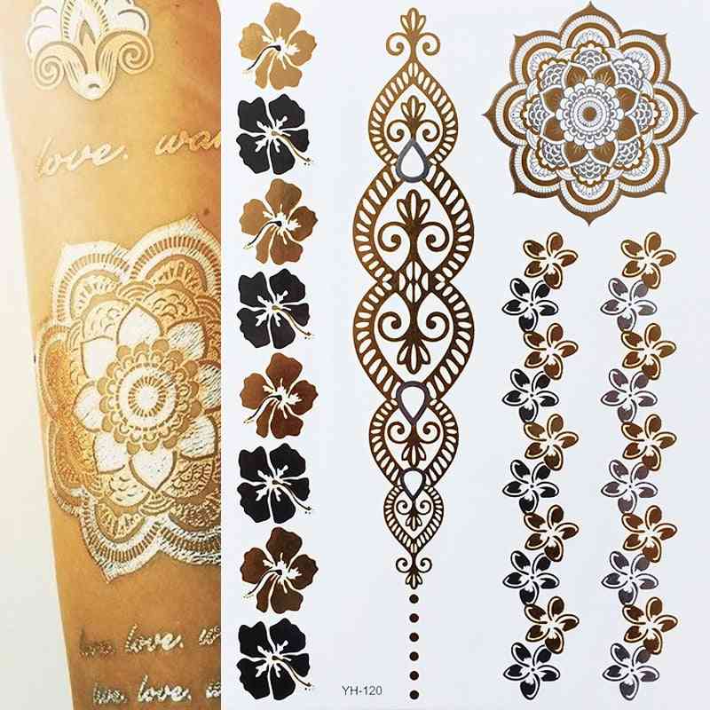 Flash Metallic Waterproof Tattoo Gold ,silver - Women Fashion Design Temporary Tattoo Stick Paste