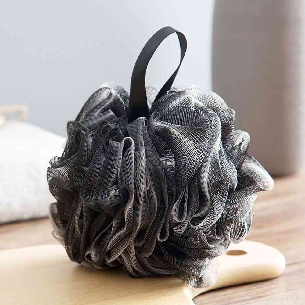 Soft Shower Mesh Foaming Sponge - Black Bath Bubble Ball For Body Skin Cleaner
