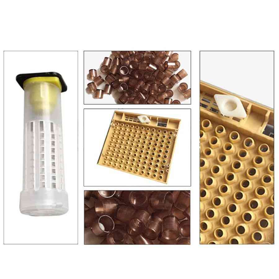 Conjunto de equipo de herramientas de apicultura, sistema de cría de reina, caja de cultivo, 110 Uds., vasos de células de abeja de plástico, kit de taza, jaula de reina