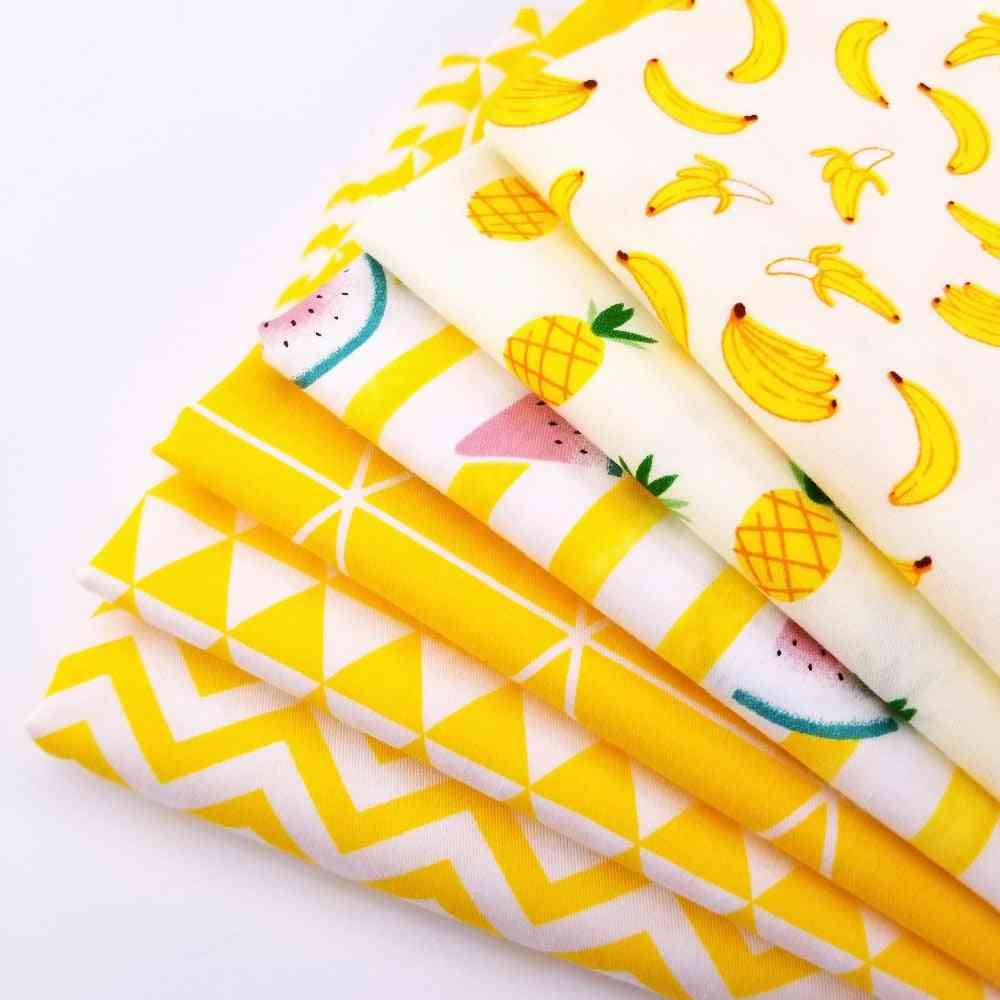 žlutá série prošívaná bavlněná keprová prošívaná tkanina - vysoce kvalitní prodyšný bavlněný šicí materiál pro dítě a dítě