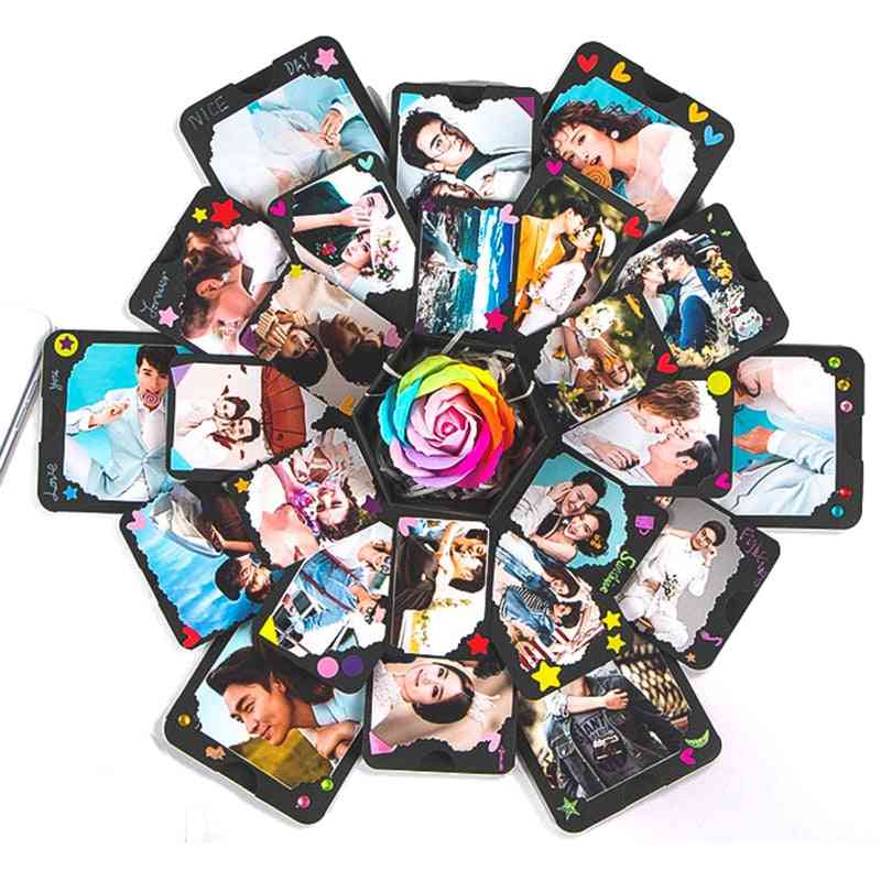 Hexagon Surprise Explosion Box - Diy Handmade Scrapbook Photo Album Wedding Box For Valentine, Christmas