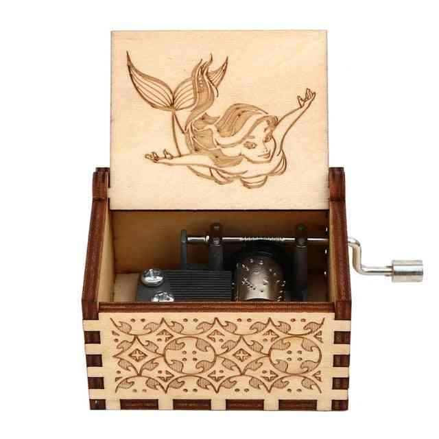 ариел - малката русалка, ръчна манивела, дървена музикална кутия
