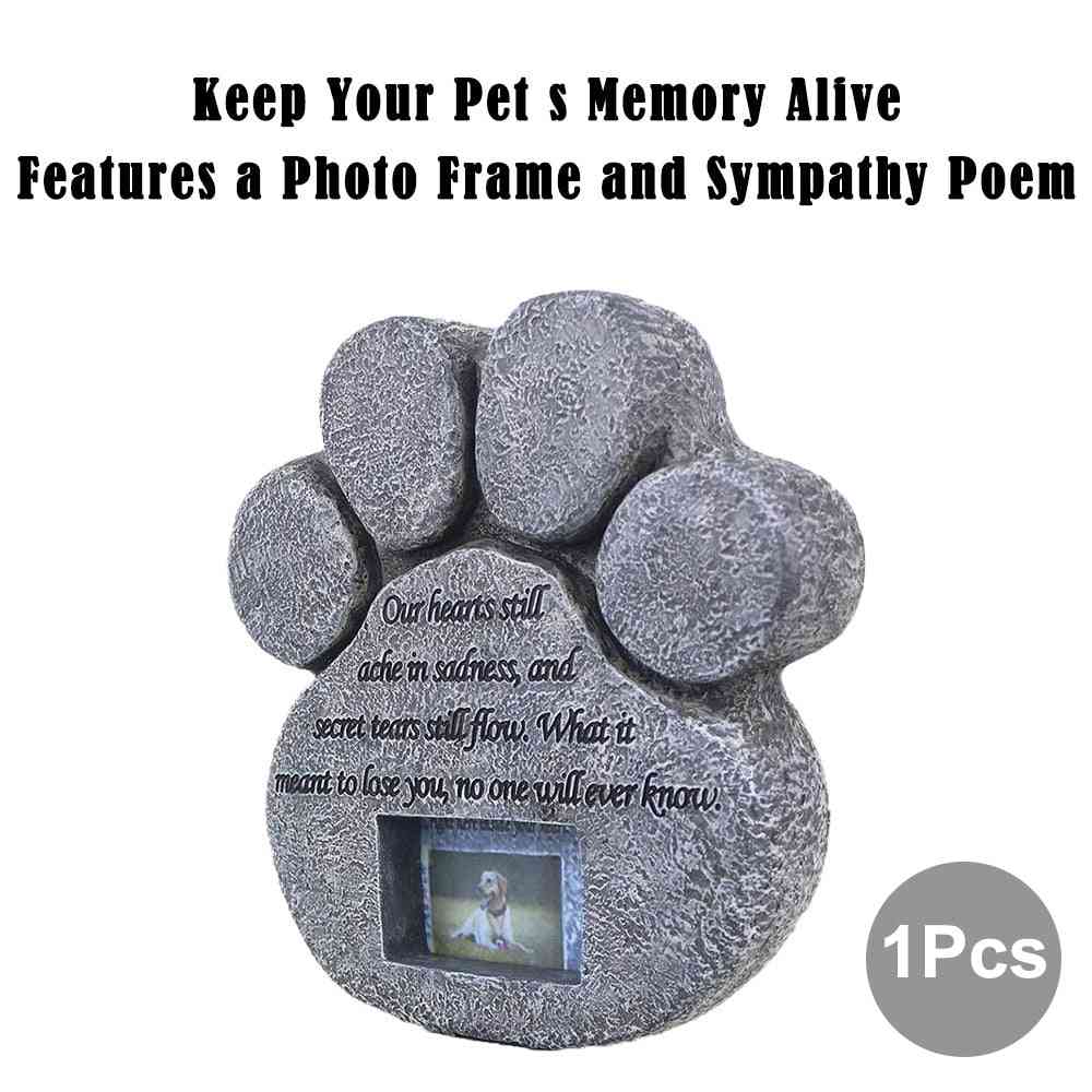 Gedenkteken grafsteen voor huisdier aandenken grafsteen graf hond kat pootafdruk dier begrafenis voetafdruk gevormd kan foto's plaatsen
