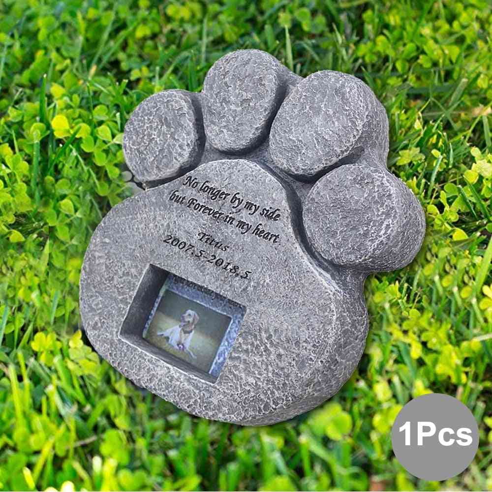 Memorial Tombstone For Pet Keepsake - Dog/cat Paw Print Gravestone