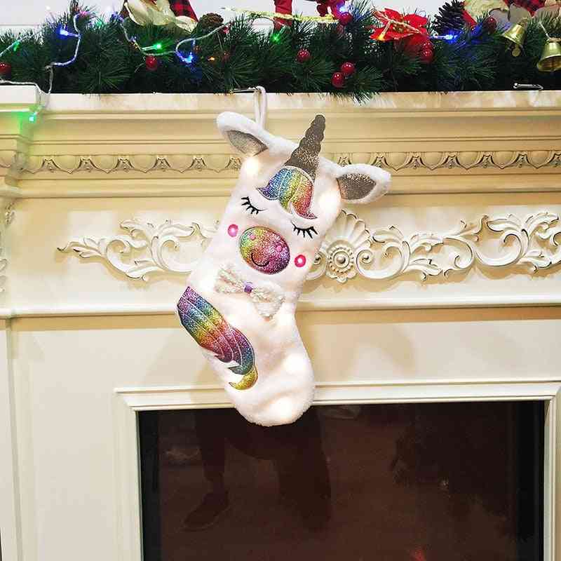 Divatos aranyos design világító karácsonyi medál függő zokni - x-mas fák zokni táska