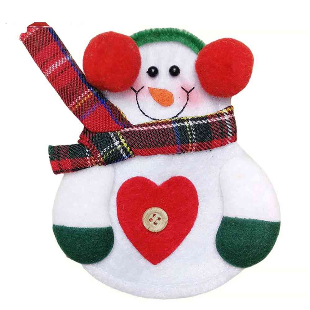 8 piezas decoraciones navideñas muñeco de nieve, santa claus y renos cocina, bolsa de cubiertos para vajilla