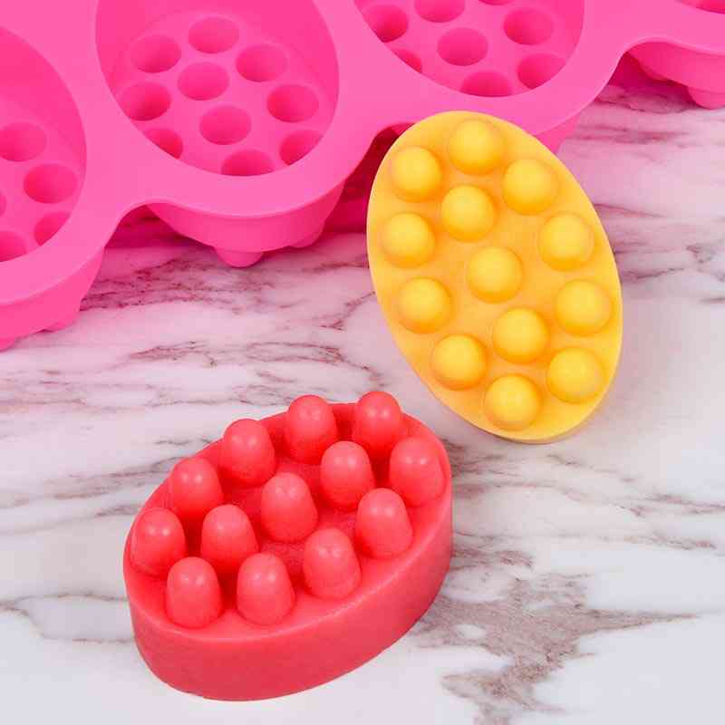 Silikonowa forma mydła do masażu 4 wnęki - narzędzia do robienia mydła w kostce, DIY domowe owalne mydła spa formy -