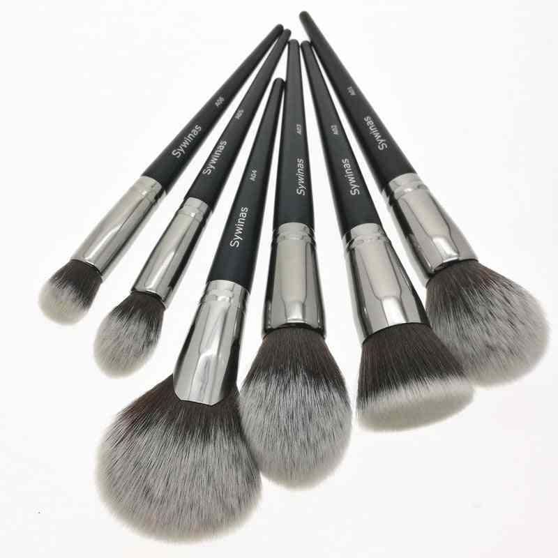 Conjunto de escova de maquiagem - cabelo sintético preto natural kit de ferramentas de maquiagem pincéis de maquiagem profissional