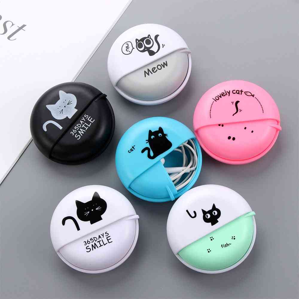 Multi Function Protective Round Rotating Headphone Cable Storage Box, Container