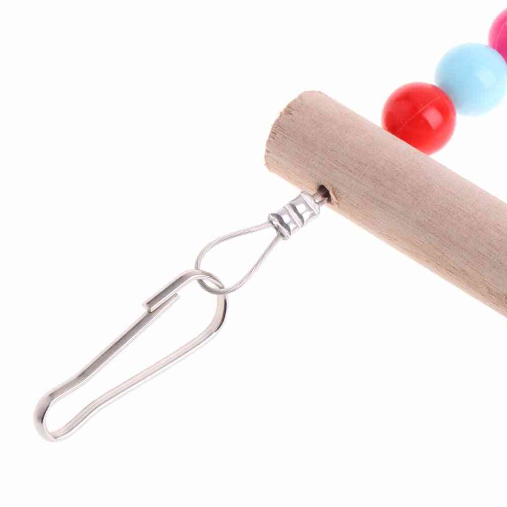 Birds Pets Parrots Ladders Climbing Toy Hanging Colorful Balls With Natural Wood