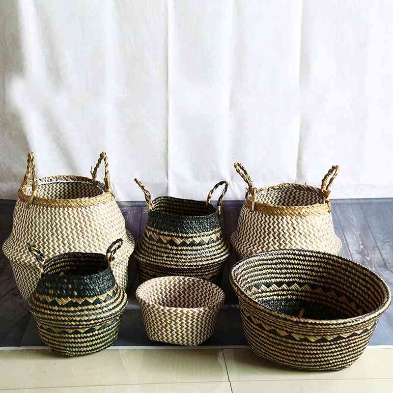Seagrass Natural Rattan Storage Basket - Flower Pot, Plant Pot, Holder, Laundry Basket Container Home Decoration