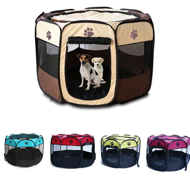 Dog Playpen Tent Crate Room Foldable Puppy Exercise Cat Cage Waterproof Outdoor Two Door Mesh Shade Cover Nest Kennel