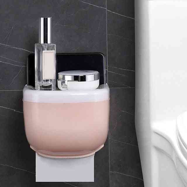Vægmonteret vandtæt toiletpapirholder med hyldeholder til mobiltelefon - hvid