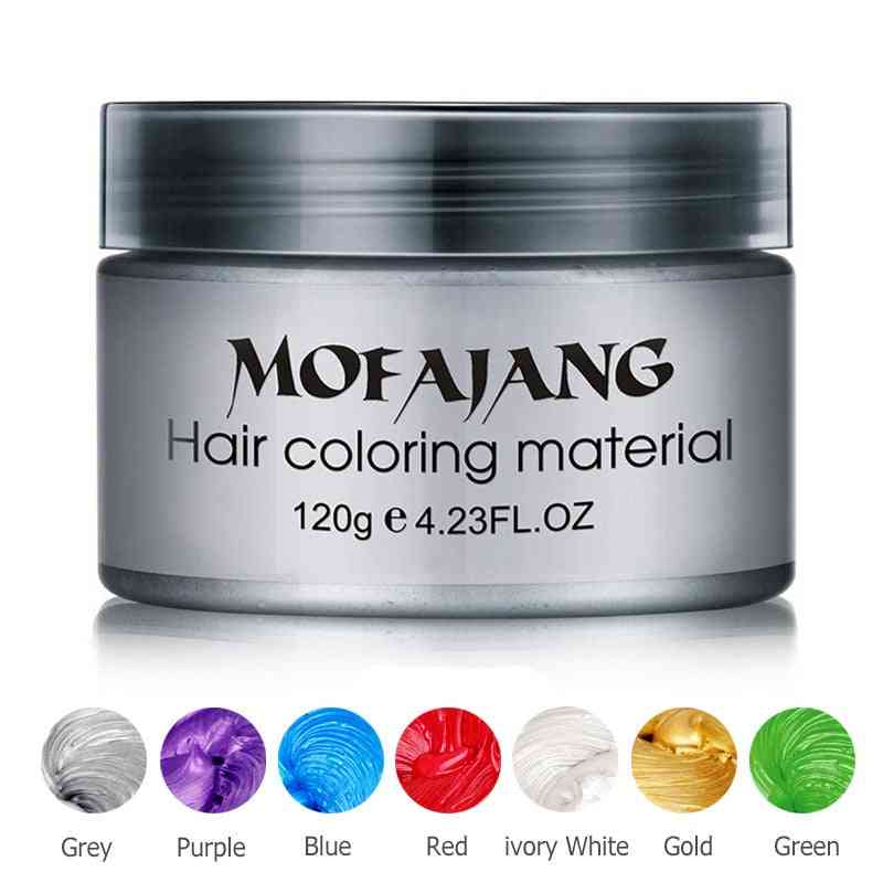стайлинг на восък за коса - сребристо сиво временна боя за еднократна употреба, празнувайте формоване оцветяване кал крем