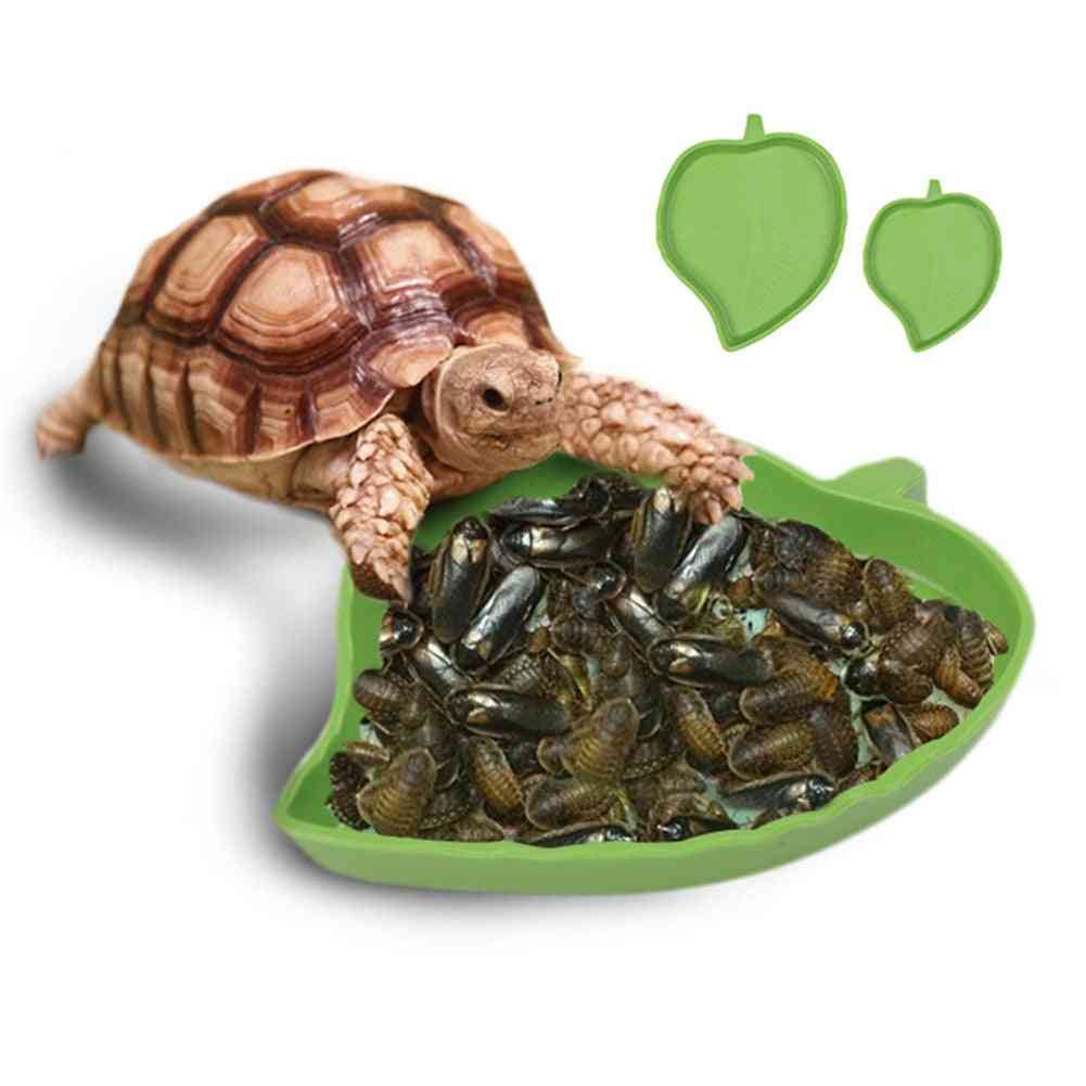 Grönt blad design amfibier reptiler matarbassäng - plast reptil terrarium utfodringsbassäng, sköldpadda, ödla, crawler skålbassäng - grön / m