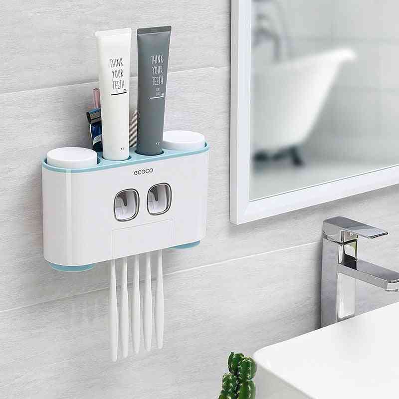 Wall-mounted, Automatic Toothpaste Dispenser And Toothbrush Holder