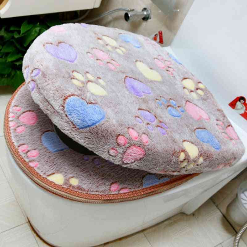 Thick Coral Velvet Luxury Toilet Seat Cover Set Soft Warm Zipper One / Two Piece Toilet Case Waterproof Bathroom Wc Cover