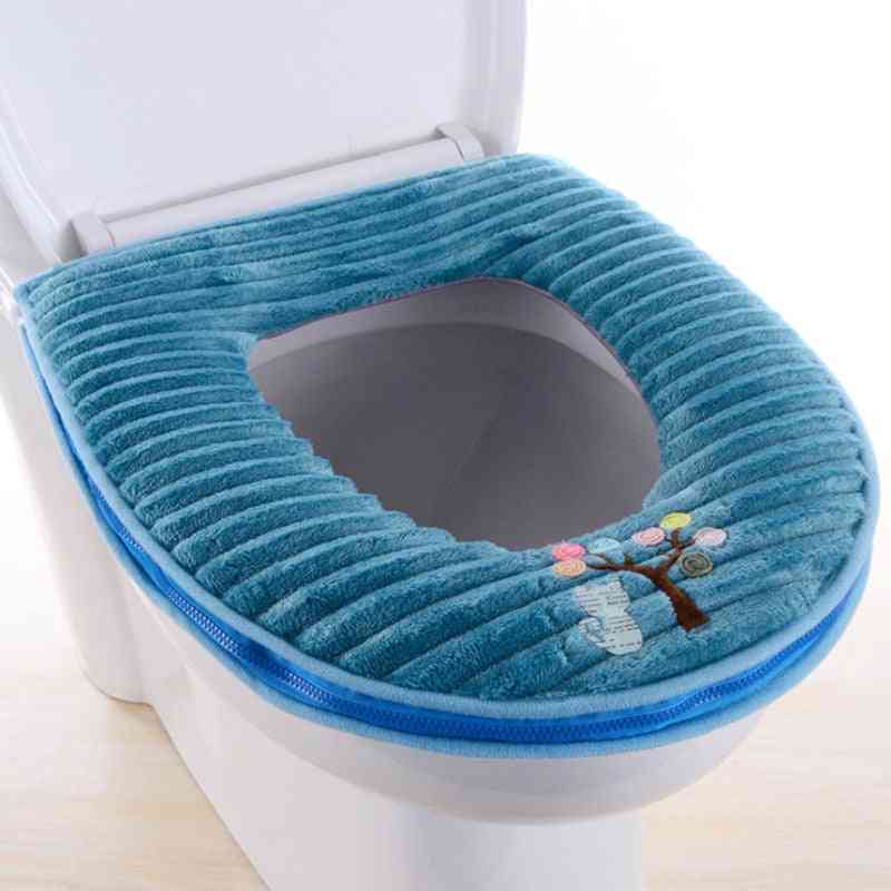 Super Soft Plush Pu Waterproof Thick Warm Zipper Stripe Decal Toilet Seat|toilet Seat Covers