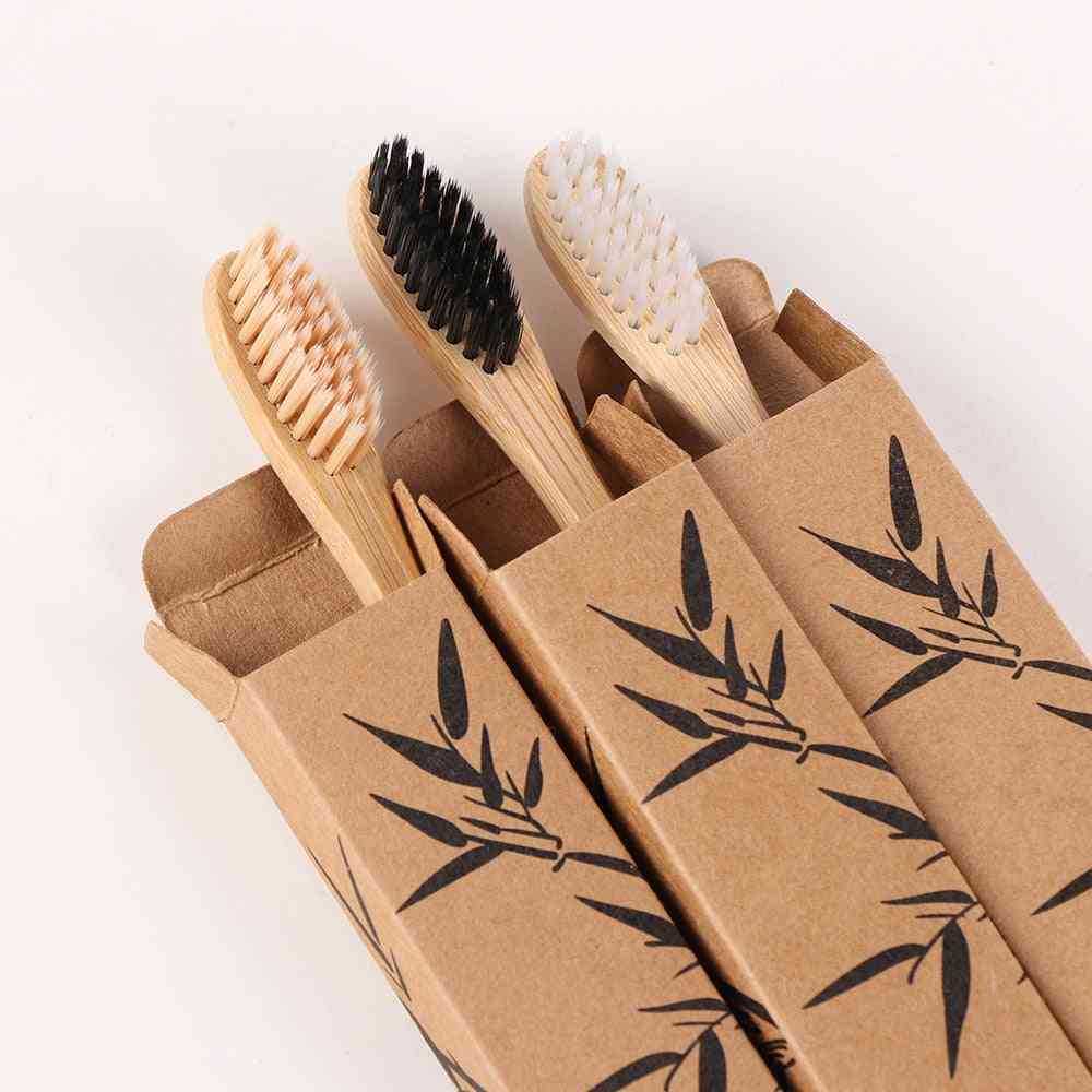 Wooden Solid Bamboo Handle Soft Fibre Teeth Brushes For Adult Oral Care
