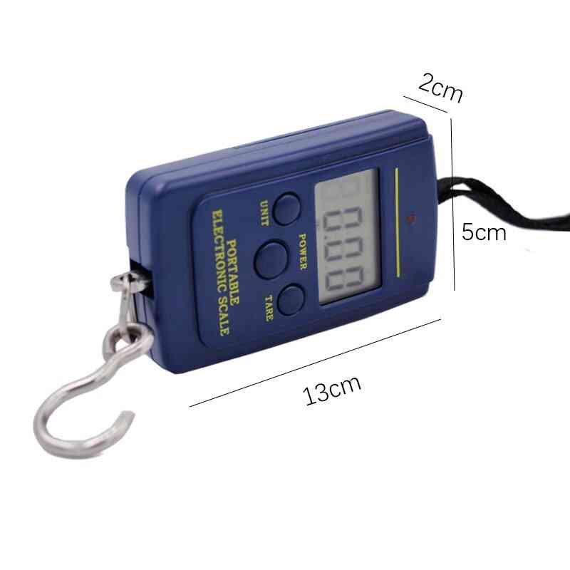 Prenosná mini elektronická digitálna váha - závesné rybárske vrecko s vyvážením hmotnosti