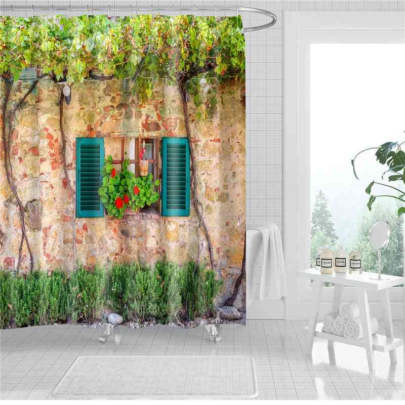 Peisaj de grădină și flori- perdele de duș imprimate 3D