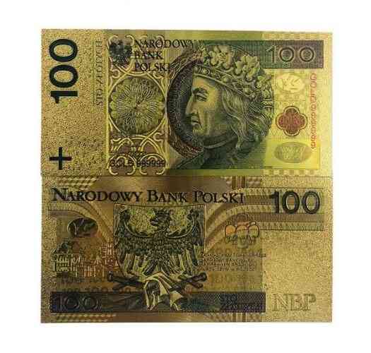 Reine Goldfolie Polen Souvenir Banknoten