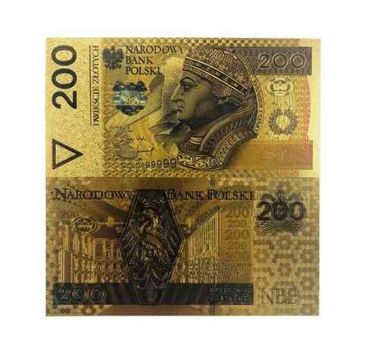 Tiszta arany fólia lengyel szuvenír bankjegyek