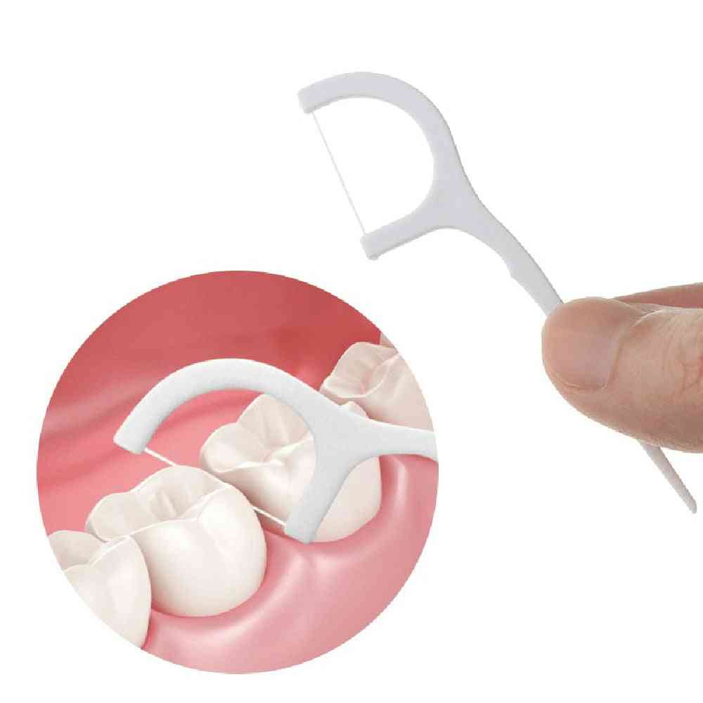 50stk engangs tandtråd - rengøring af tandpind floss pick mellem tandbørste - nøgen