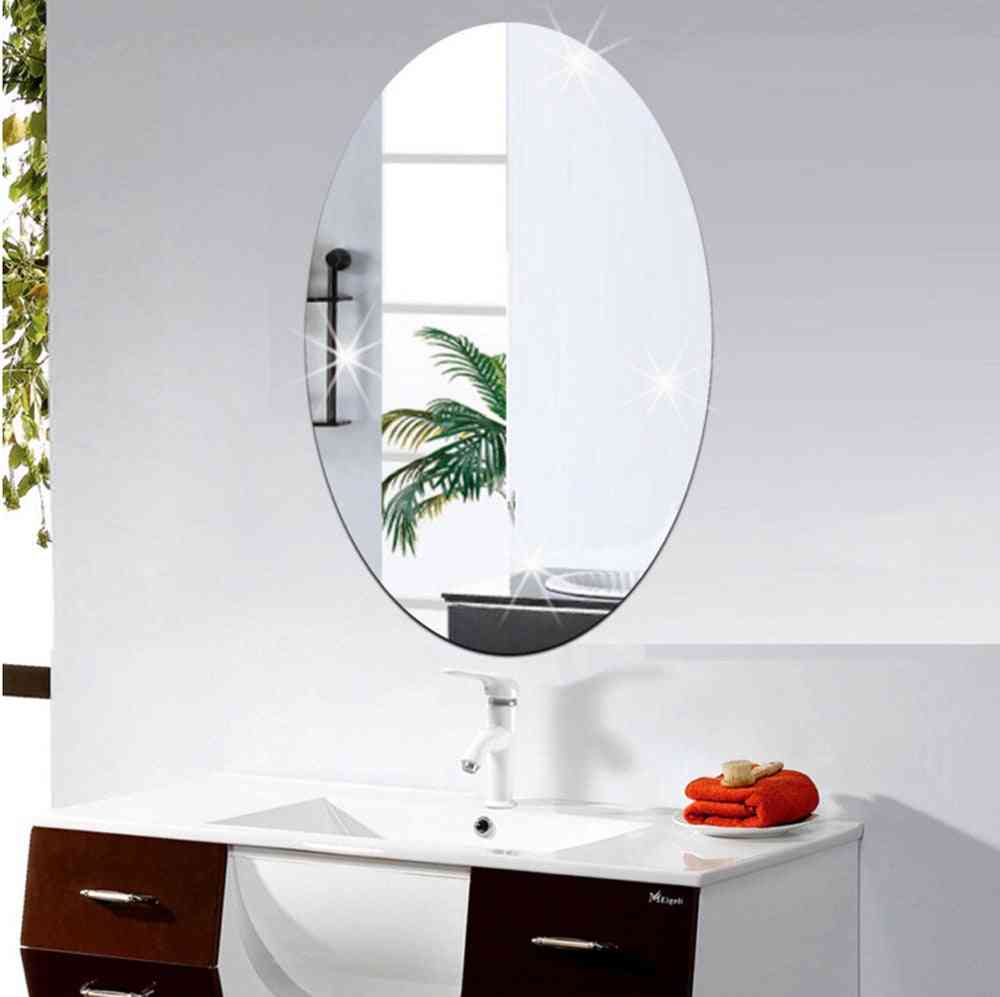 Miroir sticker mural personnalité art décor miroir ovale auto-adhésif pour chambre, bâton de décor de salle de bain -