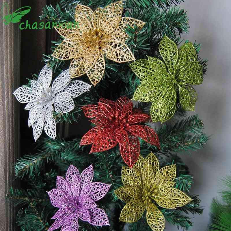 Fiore cavo glitter artificiale per festa di compleanno, capodanno, decorazioni natalizie