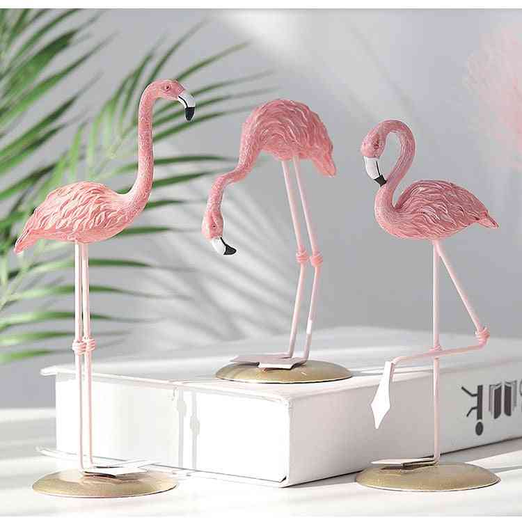 Nordic Pink Resin Flamingo -ornament For Room -desktop Station