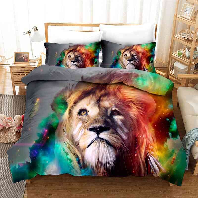 3d Animal Wolf/lion Printing Bedding Sets, Quilt Cover And Pillowcase