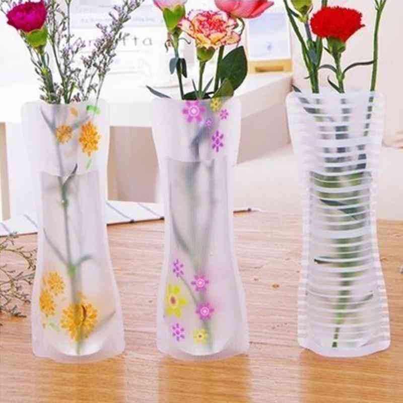 Portable Eco-friendly Flower Cute 3pcs Foldable Pvc Vase - Wedding, Office Home Decoration Pvc Plastic Flower Vase