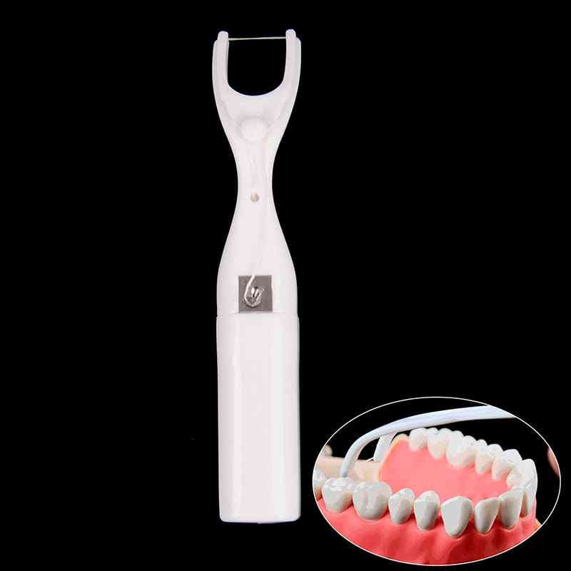 50m Ultra Thin Flat Wire Micro Wax Mint Dental Flosser, Reusable Dental Floss Holderbox