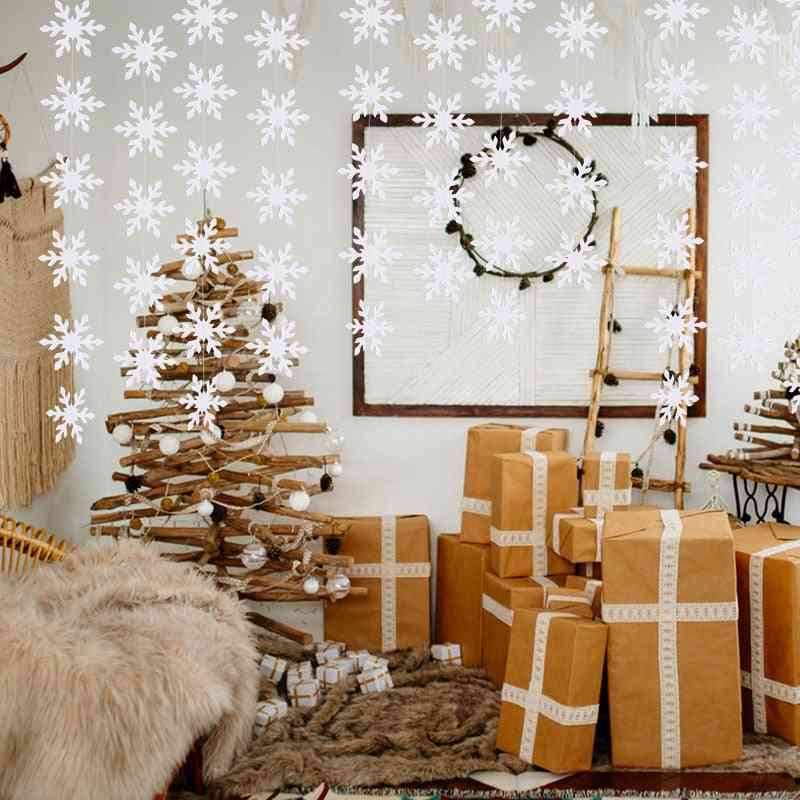 Décoration de Noël papier flocon de neige - guirlandes bricolage bannière suspendue pour la maison, ornements de Noël