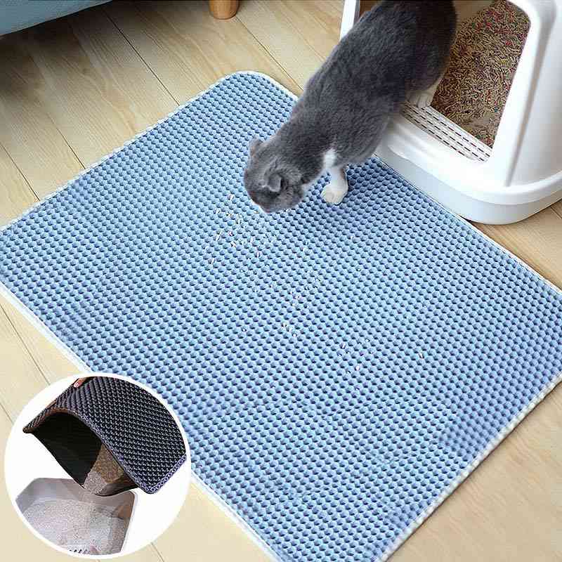 Waterproof Pet Cat Litter Mat Foldable Double Layer Cats Mat Bottom, Non Slip Pet Litter Cat Mat Layer Pet Litter Catcher Mat