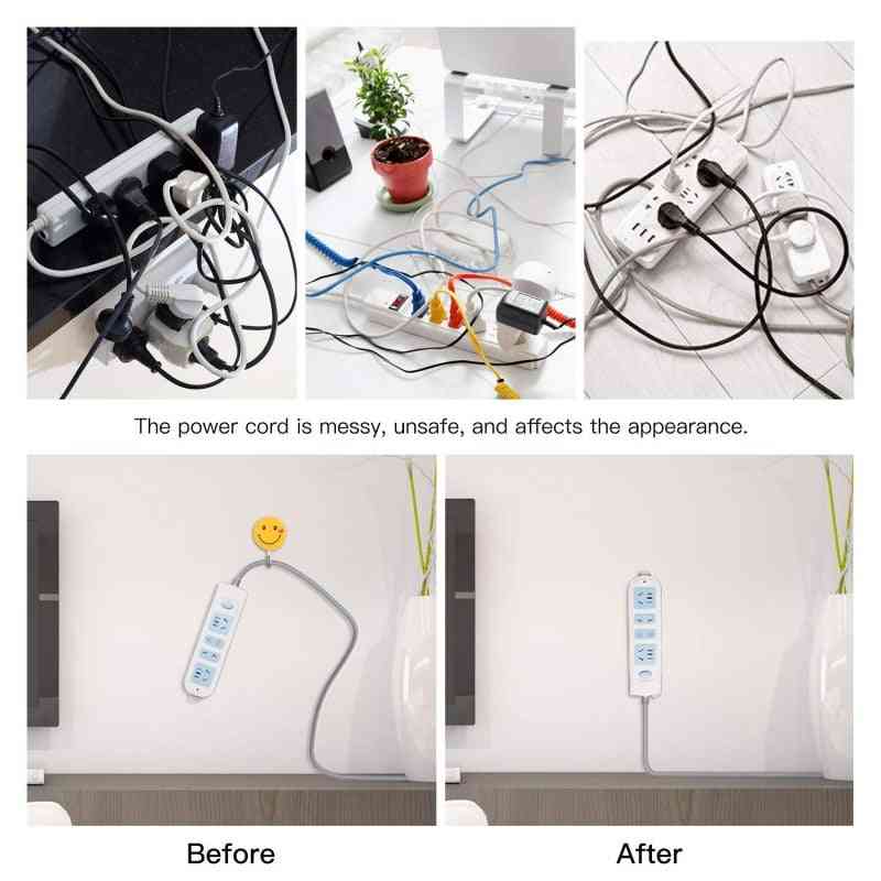 Self Adhesive Wall Mount Power Strip Fixator - Punch Free Seamless Power Strip Holder Stand For Fixed Socket