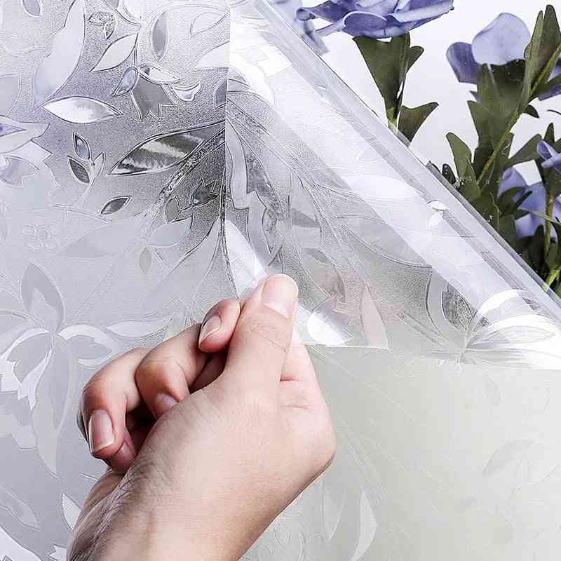 Autocolante adesivo de vidro autocolante decorativo de flor de tulipa 3d eletrostática fosco filme de janela de privacidade manchado opaco