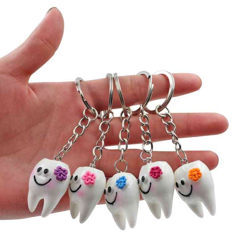 10pcs Cartoon Dental Simulation Teeth Key Chain ,key Ring