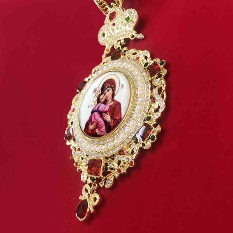Prawosławny zaokrąglony krzyż pektoralny ikona religijna naszyjnik z bizantyjskim krucyfiksem -