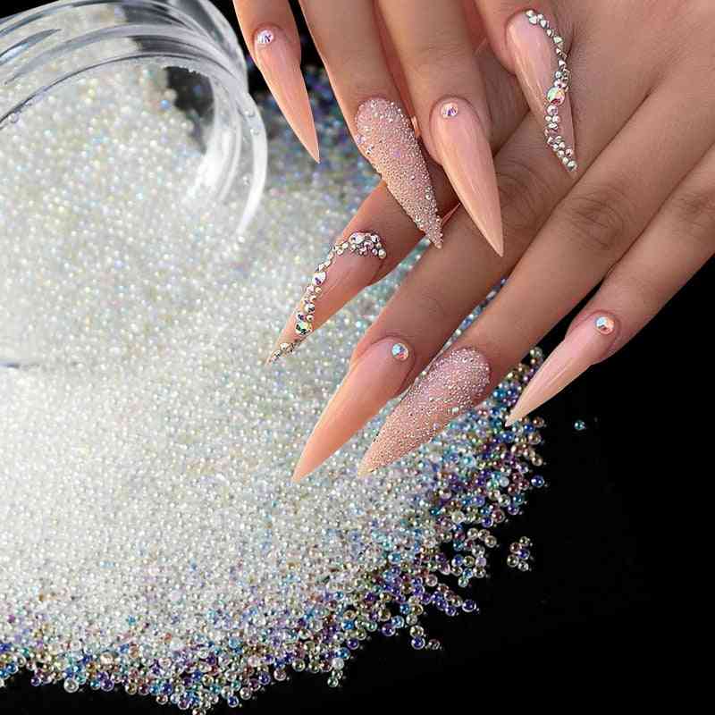 Kaviarpärlor kristall små strass för manikyr, glasbollar mikro pärla för nageldekorationer