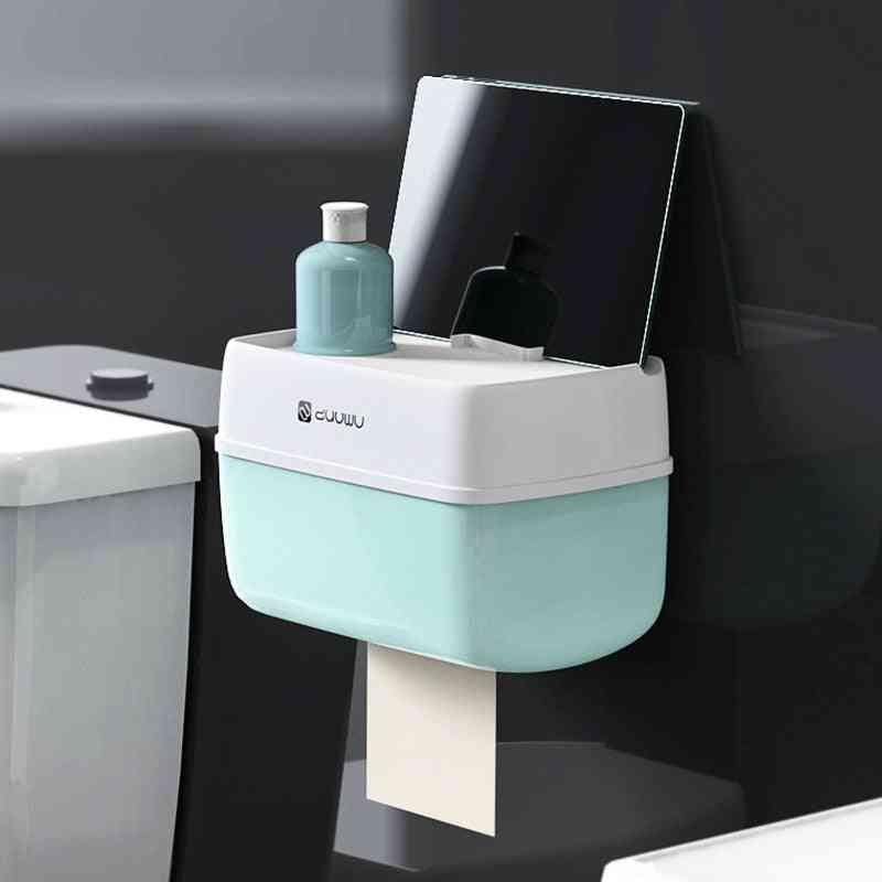 Porta-papel higiênico para banheiro com suporte de parede de plástico para papel higiênico porta-telefone com prateleira de armazenamento caixa de armazenamento de papel