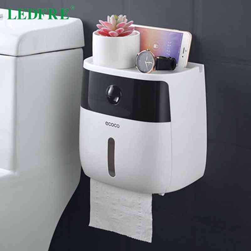 Plastic toiletrolhouder badkamer dubbele papieren tissue doos wandmontage papier plank opbergdoos toilet dispenser - getypt